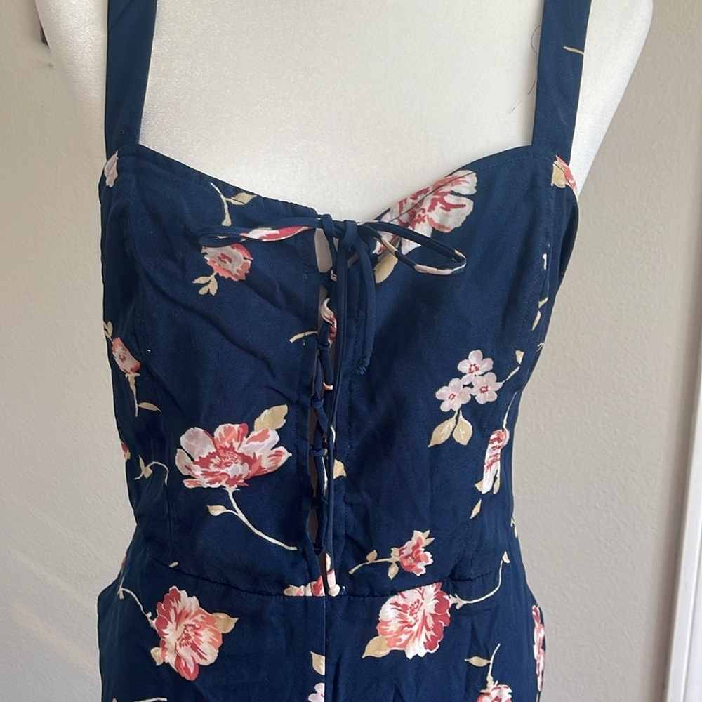 NEW Floral Navy Jumpsuit with Pink Accents Size XL - Picture 3 of 8